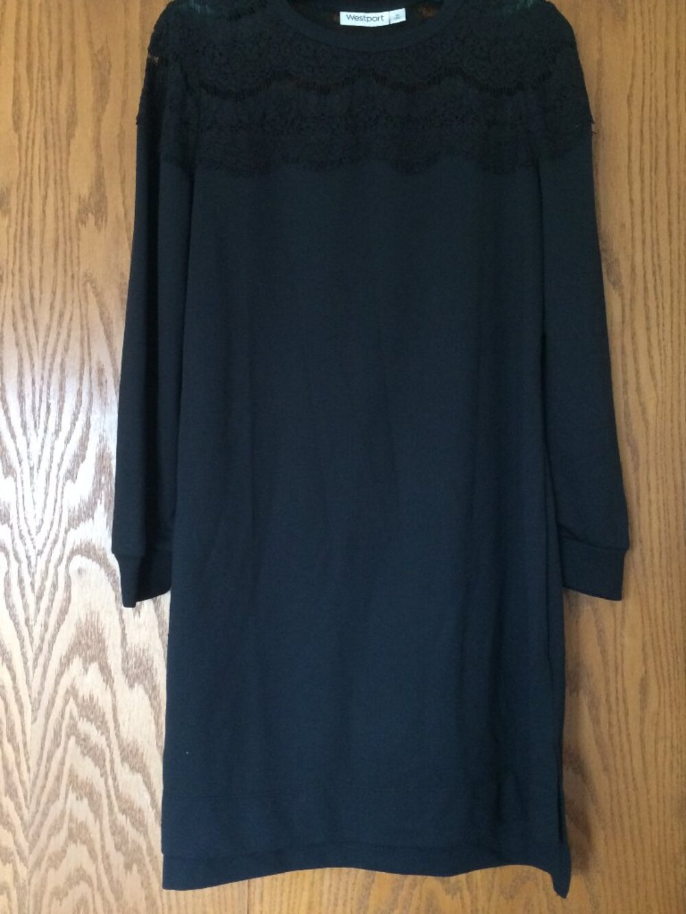 Black Long Sleeve Dress With Lace Size M NWT
